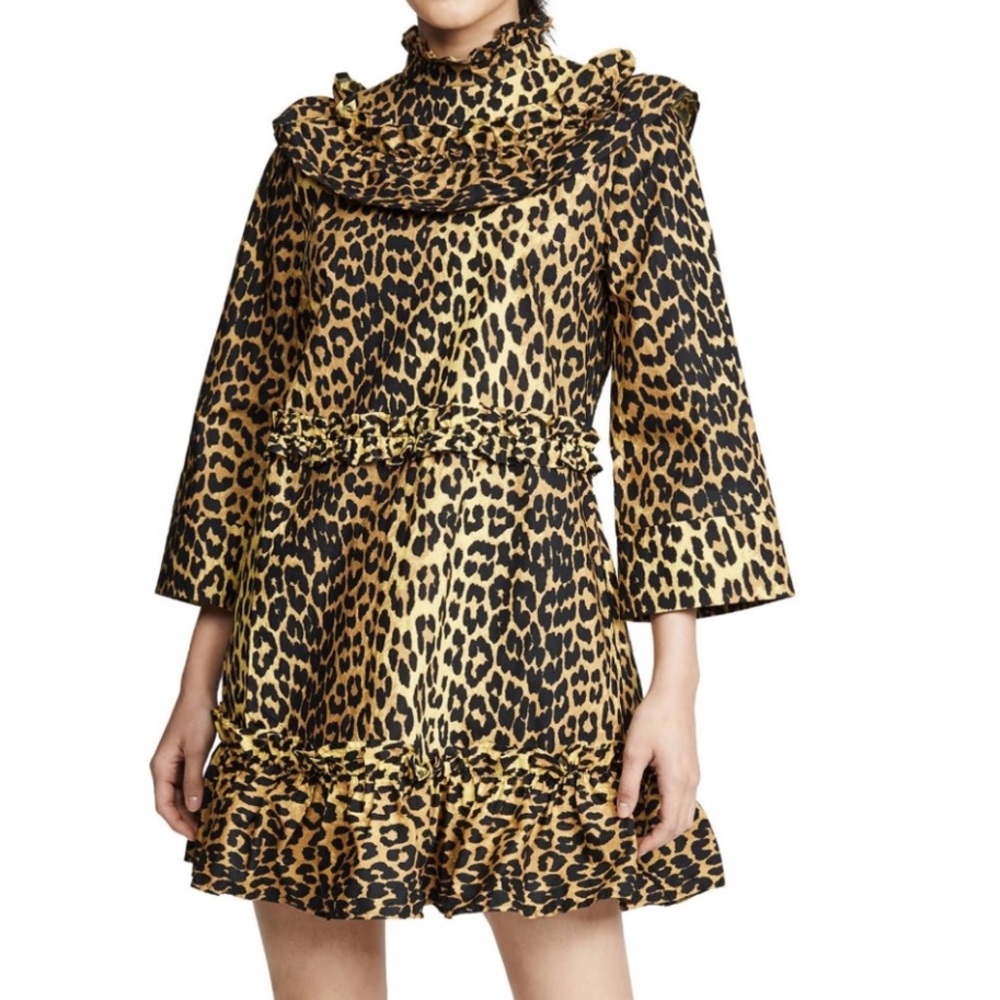 NWT GANNI Animal Print Dress Size 36/US 6